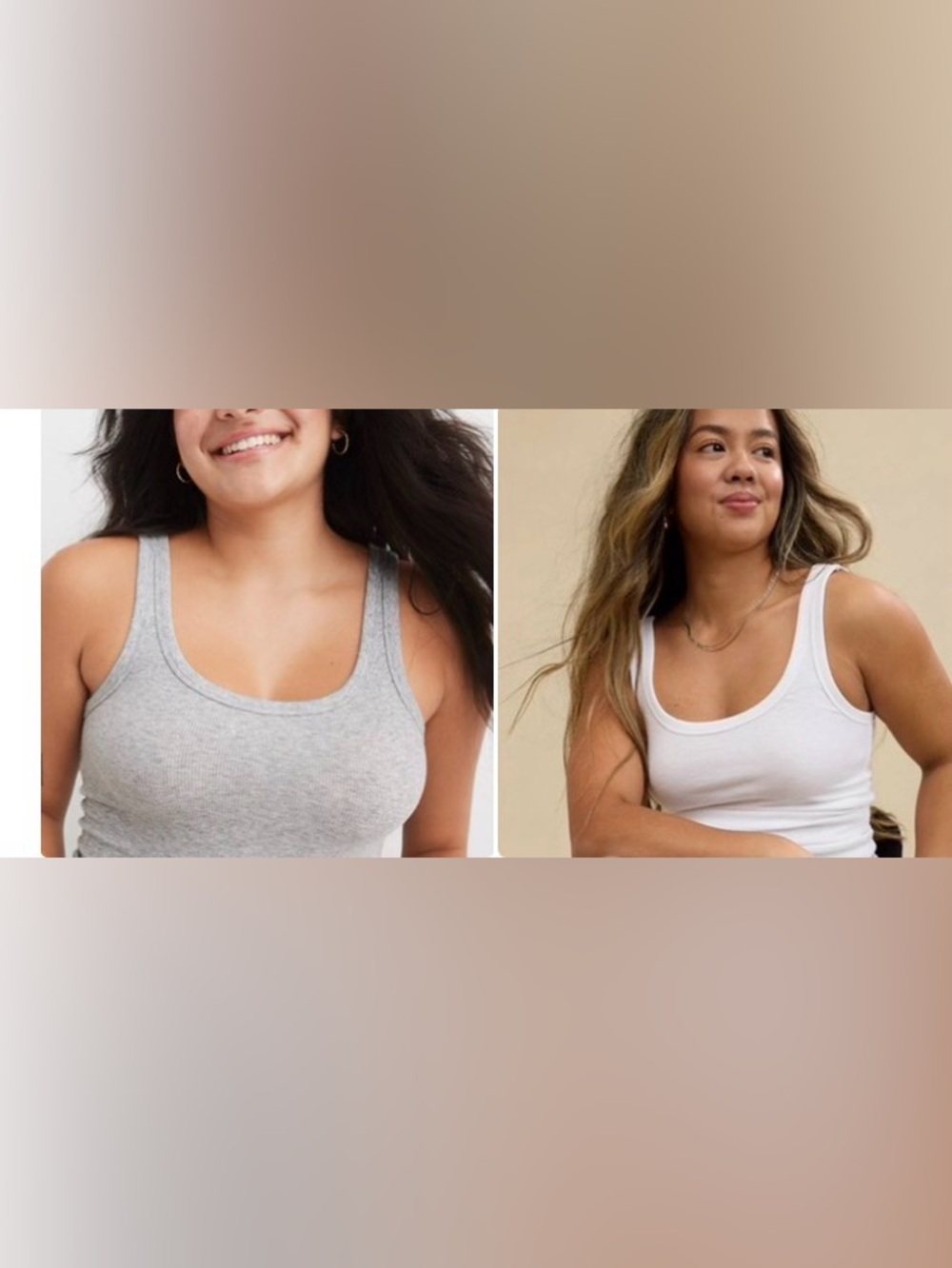 aerie real softScoop Tank Top - White & Light Gray set of 2